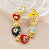 Wholesale Women's Multilayer Heartshaped Alloy Dripping Oil Hip Hop Bracelet With Geometric Pattern