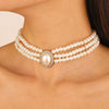 Wholesale Women's Multilayer Imitation Pearl Geometric Clavicle Chain Necklace With Letter Pattern And Electroplating Design