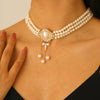 Wholesale Women's Multilayer Imitation Pearl Geometric Clavicle Chain Necklace With Letter Pattern And Electroplating Design