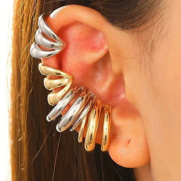 Wholesale Women's Multilayer Metal Hollow Ear Clip Geometric Copper Electroplated