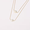 Wholesale Women's Multilayer Necklace Natural Freshwater Pearl Double Layer Stacked Copper Geometric Style