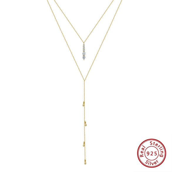Wholesale Women's Multilayer Pearl Clavicle Necklace S925 Sterling Silver Geometric Electroplated