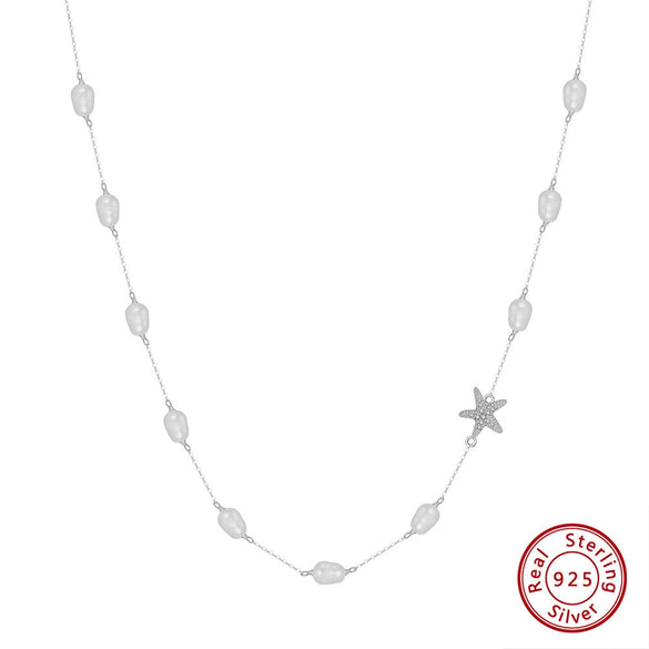 Wholesale Women's Multilayer Pearl Clavicle Necklace S925 Sterling Silver Geometric Electroplated