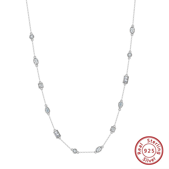 Wholesale Women's Multilayer Pearl Clavicle Necklace S925 Sterling Silver Geometric Electroplated