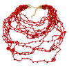 Wholesale Women's Multilayer Resin Color Beaded Necklace With Geometric Pattern Alloy Pendant And Snake Bone Chain Diamond Treated