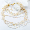 Wholesale Women's Multilayer Resin Color Beaded Necklace With Geometric Pattern Alloy Pendant And Snake Bone Chain Diamond Treated