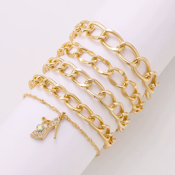 Wholesale Women's Multilayer Retro Alloy Geometric Bracelet With Electroplating