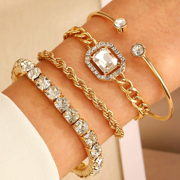 Wholesale Women's Multilayer Retro Alloy Geometric Bracelet With Electroplating