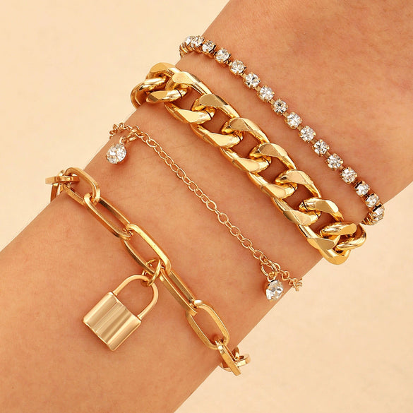 Wholesale Women's Multilayer Retro Alloy Geometric Bracelet With Electroplating