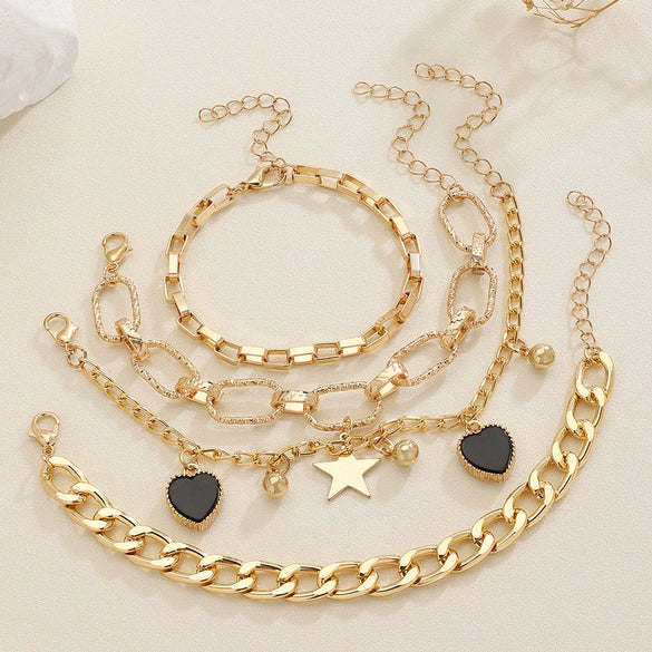 Wholesale Women's Multilayer Retro Alloy Geometric Bracelet With Electroplating