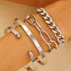 Wholesale Women's Multilayer Retro Alloy Geometric Bracelet With Electroplating