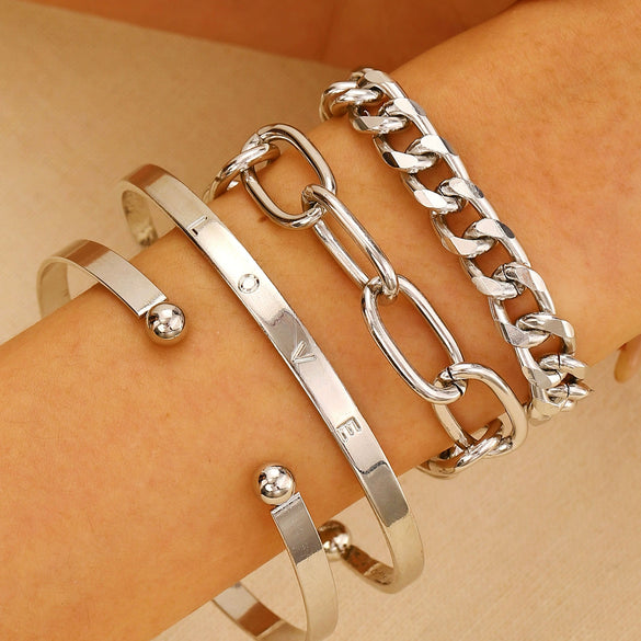 Wholesale Women's Multilayer Retro Alloy Geometric Bracelet With Electroplating