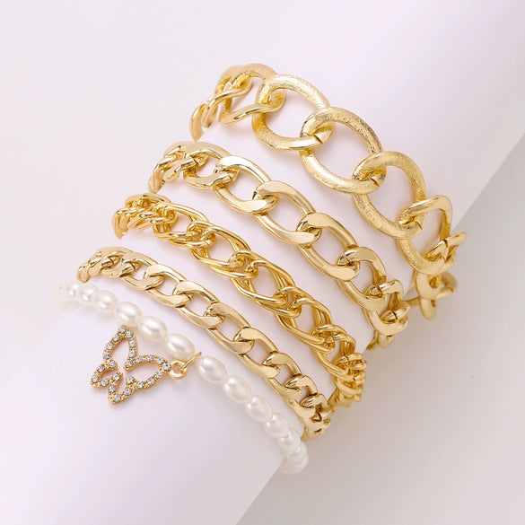 Wholesale Women's Multilayer Retro Alloy Geometric Bracelet With Electroplating