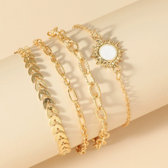 Wholesale Women's Multilayer Retro Alloy Geometric Bracelet With Electroplating