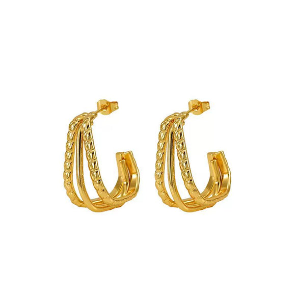 Wholesale Women's Multilayer Stainless Steel Geometric Fashion Electroplated Earrings
