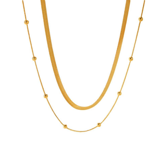 Wholesale Women's Multilayer Stainless Steel Geometric Twist Chain Necklace With Electroplating