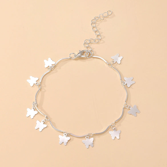 Wholesale Women's Multilayer Tassel Pendant Butterfly Ankle Foot Chain Alloy Simple Style