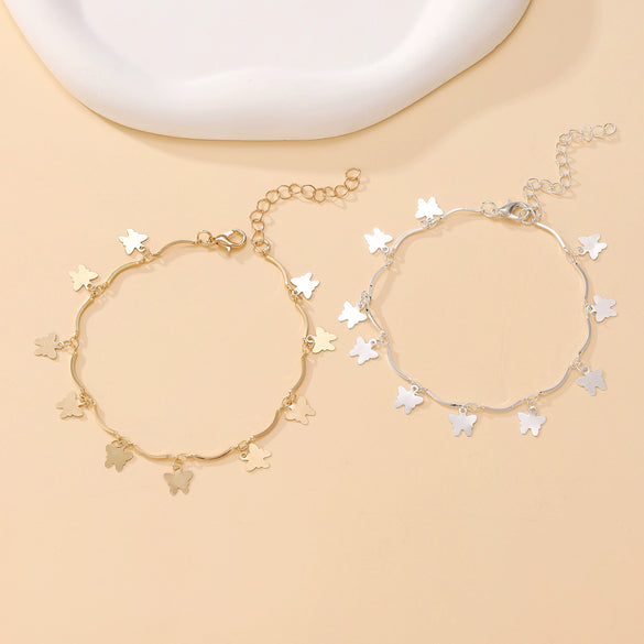 Wholesale Women's Multilayer Tassel Pendant Butterfly Ankle Foot Chain Alloy Simple Style