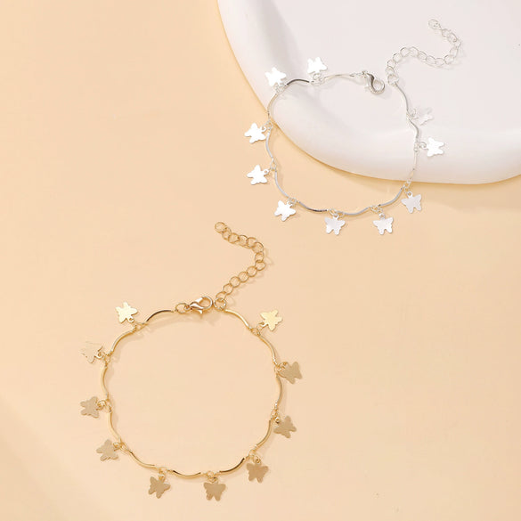 Wholesale Women's Multilayer Tassel Pendant Butterfly Ankle Foot Chain Alloy Simple Style