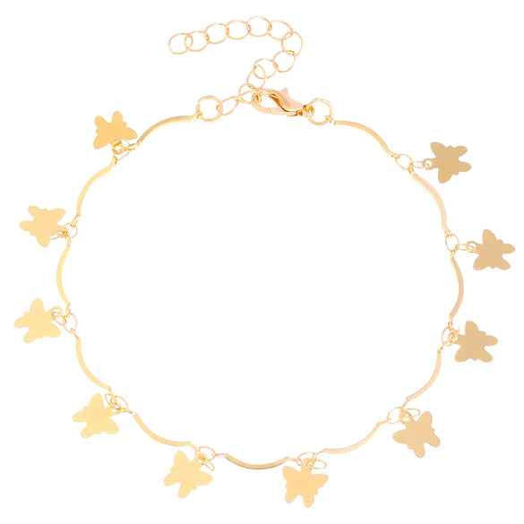 Wholesale Women's Multilayer Tassel Pendant Butterfly Ankle Foot Chain Alloy Simple Style