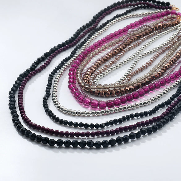 Wholesale Women's Multilayered Handwoven Beaded Necklace Plastic Resin Geometric Style