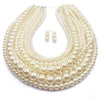 Wholesale Women's Multilayered Imitation Pearl Exaggerated Long Sweater Chain Necklace With Snake Bone Chain And Pearlescent Treatment British Retro And Geometric Style