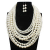 Wholesale Women's Multilayered Imitation Pearl Exaggerated Long Sweater Chain Necklace With Snake Bone Chain And Pearlescent Treatment British Retro And Geometric Style