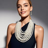 Wholesale Women's Multilayered Imitation Pearl Exaggerated Long Sweater Chain Necklace With Snake Bone Chain And Pearlescent Treatment British Retro And Geometric Style