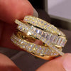 Wholesale Women's Multilayered Line Geometric Copper Zircon Ring