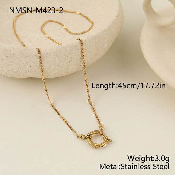 Wholesale Women's Multilayered Pearl Necklace Stainless Steel Geometric Pattern Electroplated Highend Jewelry
