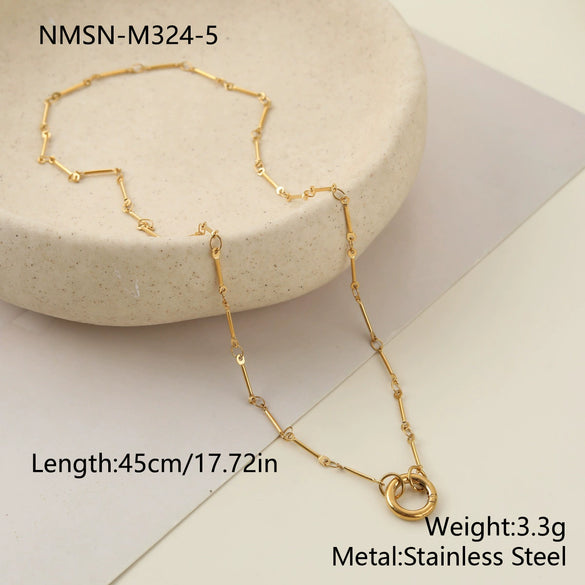 Wholesale Women's Multilayered Pearl Necklace Stainless Steel Geometric Pattern Electroplated Highend Jewelry
