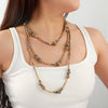 Wholesale Women's Multilayered Stone Beaded Necklace Zinc Alloy Geometric Hand Knitted Old Money Style