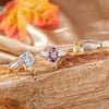 Wholesale Women's Natural Amethyst Citrine Ring In S925 Sterling Silver With Geometric Pattern And Crystal Setting