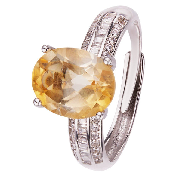 Wholesale Women's Natural Amethyst Citrine Ring In S925 Sterling Silver With Geometric Pattern And Crystal Setting