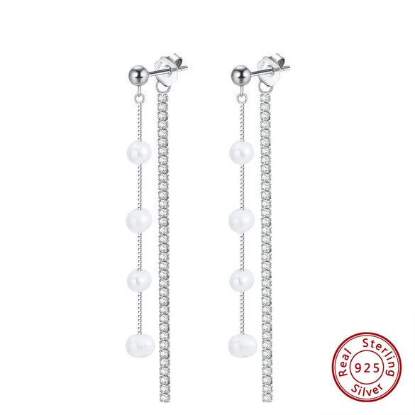 Wholesale Women's Natural Baroque Freshwater Pearl 925 Sterling Silver Geometric Earrings