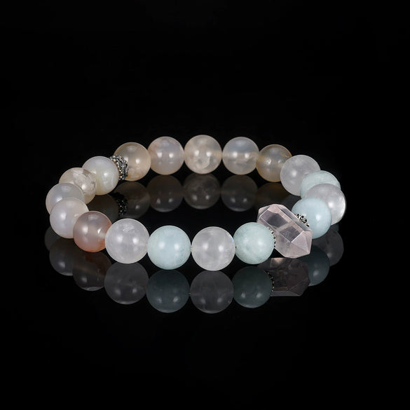 Wholesale Women's Natural Crystal 925 Silver Geometric Beads Bracelet With Dopamine Design And Handcrafted Style