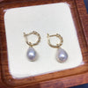 Wholesale Women's Natural Freshwater Baroque Pearl Earrings With Alloy Inlaid Artificial And Semiprecious Stones And Microencrusted Zircon