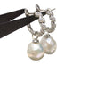 Wholesale Women's Natural Freshwater Baroque Pearl Earrings With Alloy Inlaid Artificial And Semiprecious Stones And Microencrusted Zircon