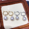 Wholesale Women's Natural Freshwater Baroque Pearl Earrings With Alloy Inlaid Artificial And Semiprecious Stones And Microencrusted Zircon