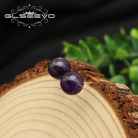 Wholesale Women's Natural Freshwater Pearl And Amethyst Geometric Earrings With Electroplating Versatile And Minimalist Style