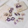 Wholesale Women's Natural Freshwater Pearl And Amethyst Geometric Earrings With Electroplating Versatile And Minimalist Style
