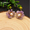 Wholesale Women's Natural Freshwater Pearl And Amethyst Geometric Earrings With Electroplating Versatile And Minimalist Style