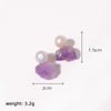 Wholesale Women's Natural Freshwater Pearl And Amethyst Geometric Earrings With Electroplating Versatile And Minimalist Style
