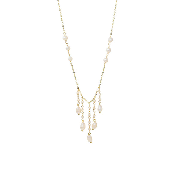 Wholesale Women's Natural Freshwater Pearl Copper Necklace With Geometric Pattern And Electroplating Treatment Minimalist Style