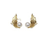 Wholesale Women's Natural Freshwater Pearl Earrings Alloy Inlaid With Gemstones Oblate Shape Highend Fashion