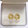 Wholesale Women's Natural Freshwater Pearl Earrings Geometric Silk And Satin 18K Goldfilled S925 Sterling Silver Oblate Shape