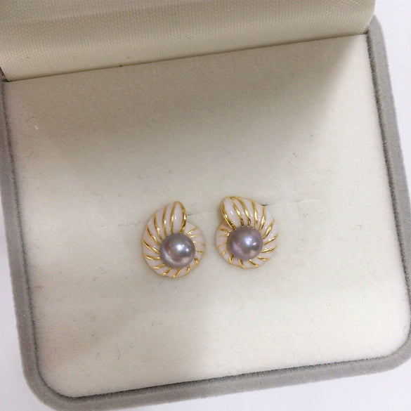 Wholesale Women's Natural Freshwater Pearl Earrings In Oblate Shape S925 Sterling Silver And 18K Goldfilled