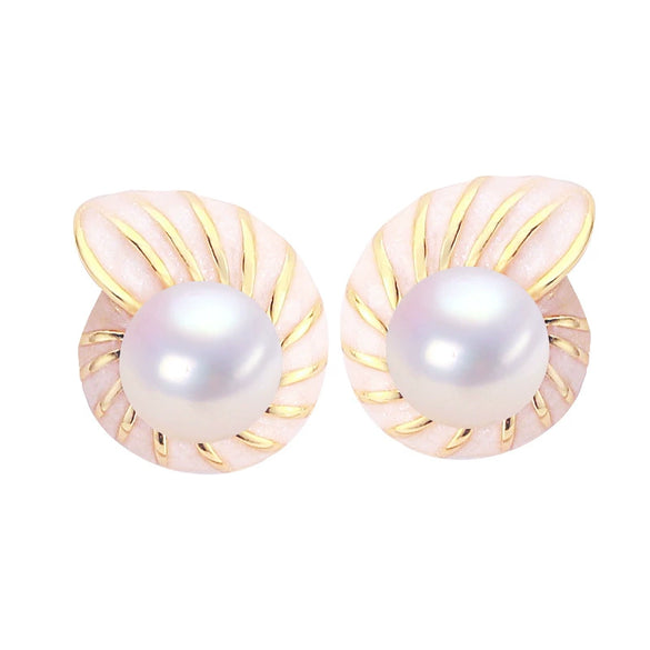 Wholesale Women's Natural Freshwater Pearl Earrings In Oblate Shape S925 Sterling Silver And 18K Goldfilled