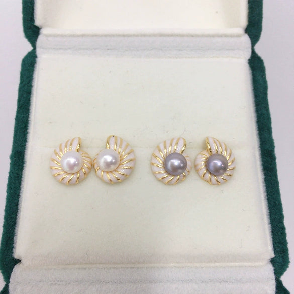 Wholesale Women's Natural Freshwater Pearl Earrings In Oblate Shape S925 Sterling Silver And 18K Goldfilled