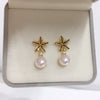 Wholesale Women's Natural Freshwater Pearl Earrings S925 Sterling Silver Needle 18K Goldfilled Smart Micropaved Zircon Starfish Shape